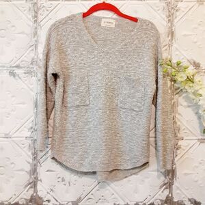 Korean Brand Y2K Oatmeal Cropped Sweater Front Pockets Causal Fisherman Core M